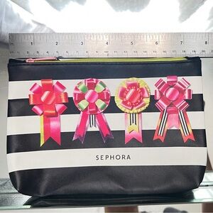 Sephora Striped Cosmetic Pouch with samples